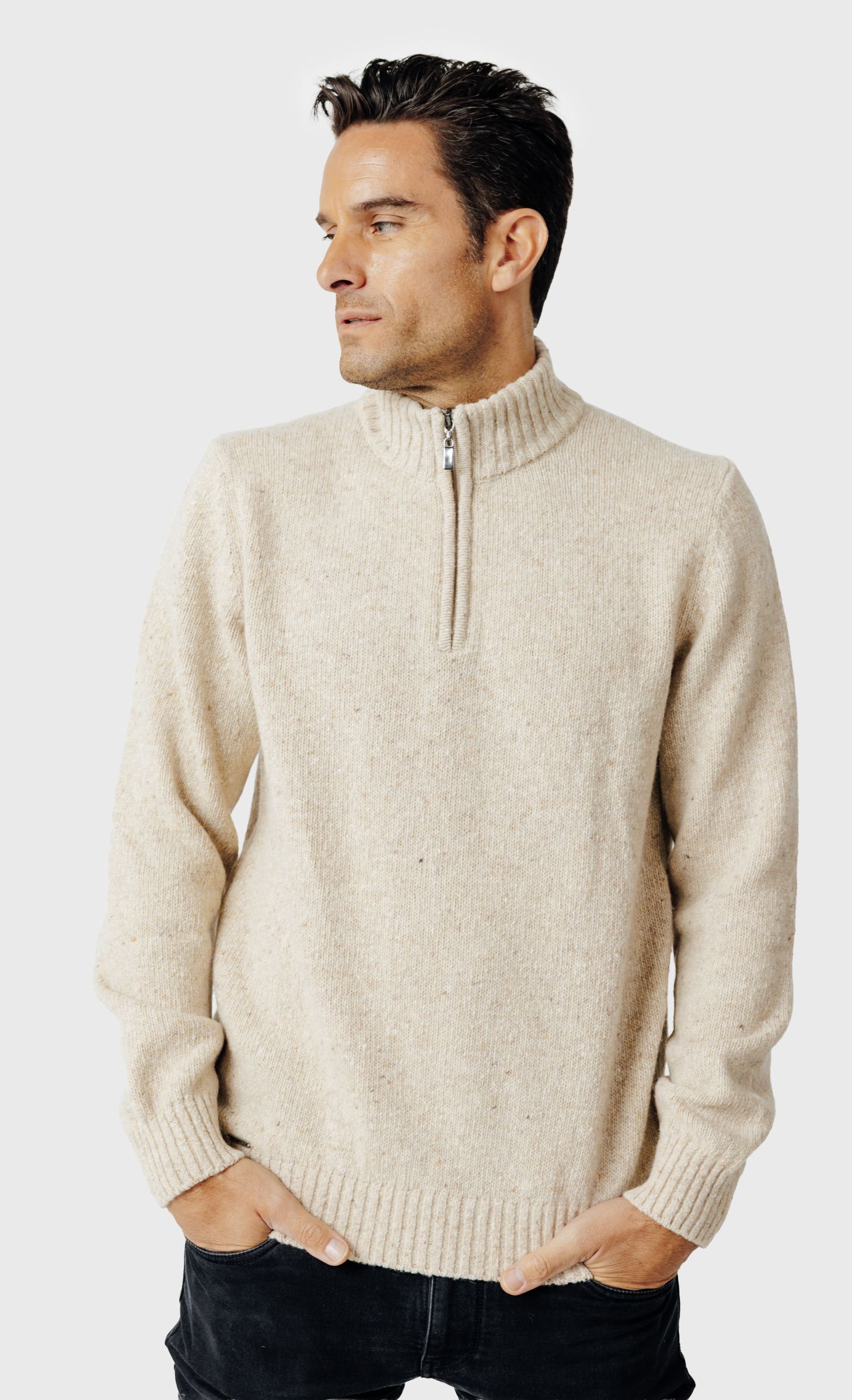 Pull col montant zippé en laine épaisse, ACROSS