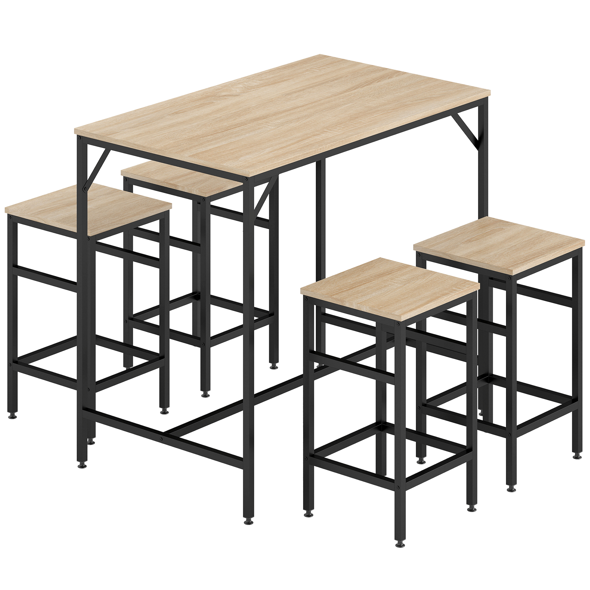 Ensemble de table de bar Métal Beige, HOMCOM