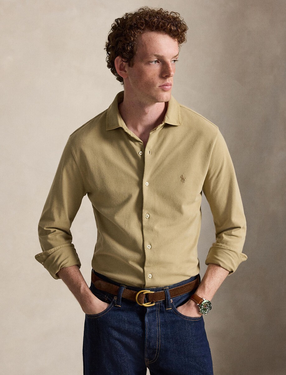 Hemd in licht piquékatoen, POLO RALPH LAUREN