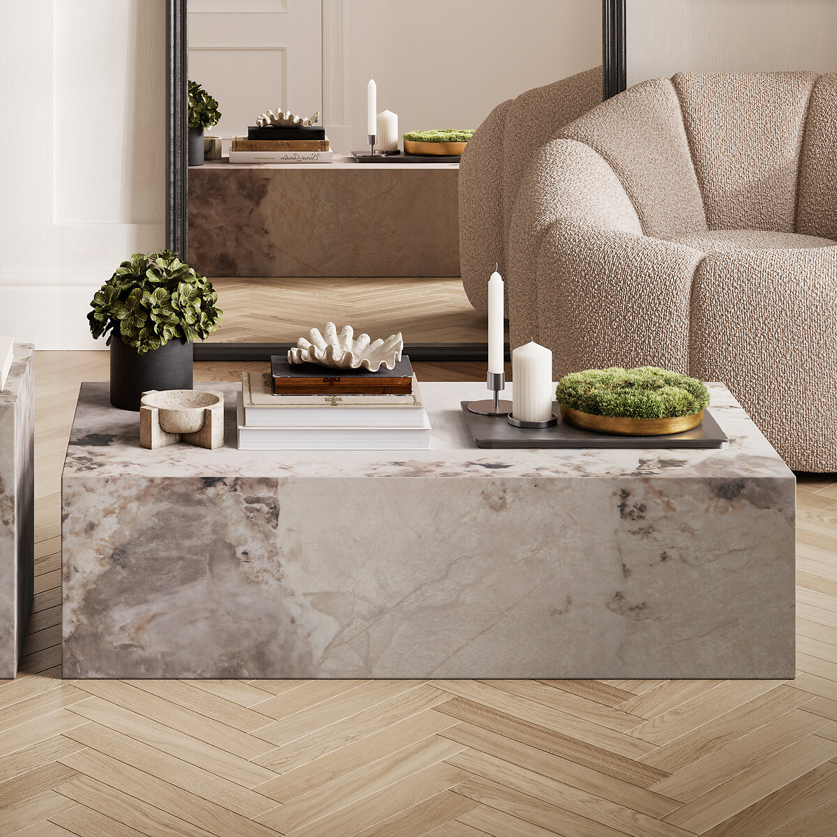 Serafina Pandora Faux Marble Block Coffee Table, ÉDITÉ