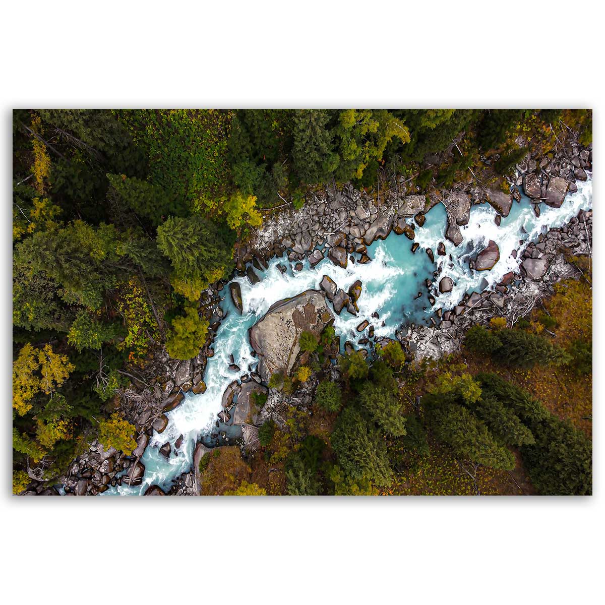 Tableau rivière turquoise vue aérienne en forêt, HEXOA