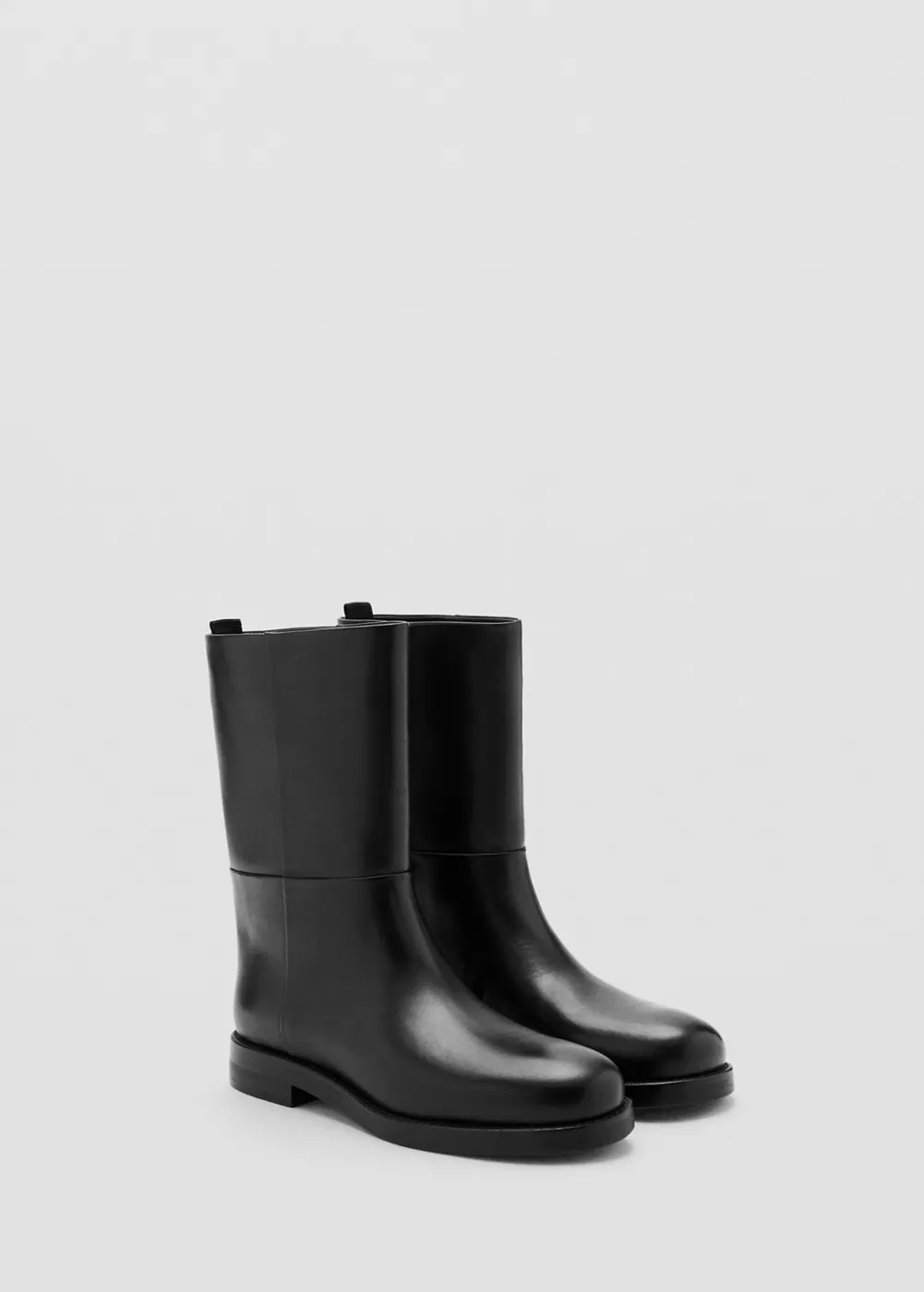 Bottines cuir bout rond, MANGO