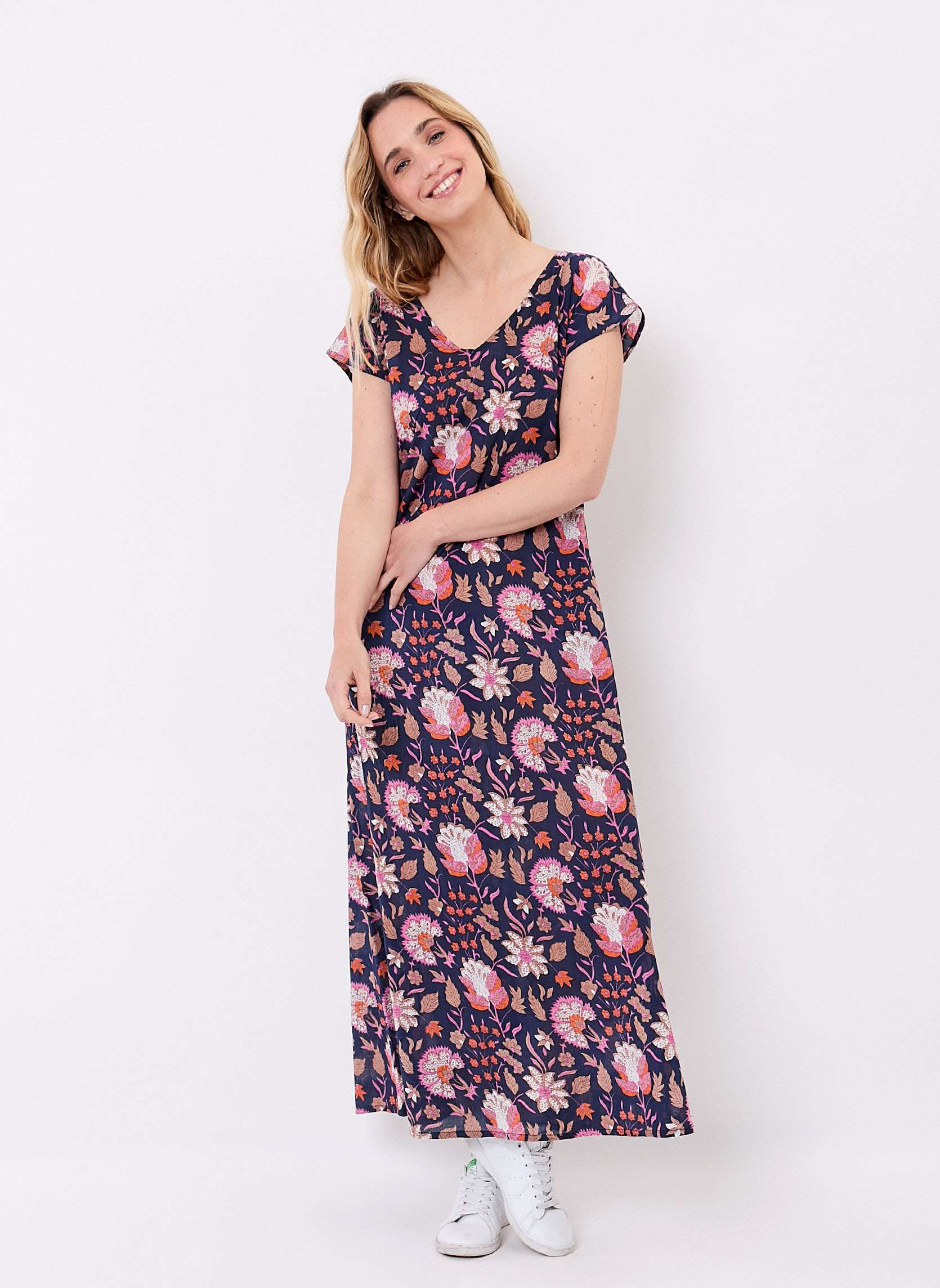 Robe longue imprimée voile de coton bio ALAIANE, LA FIANCÉE
