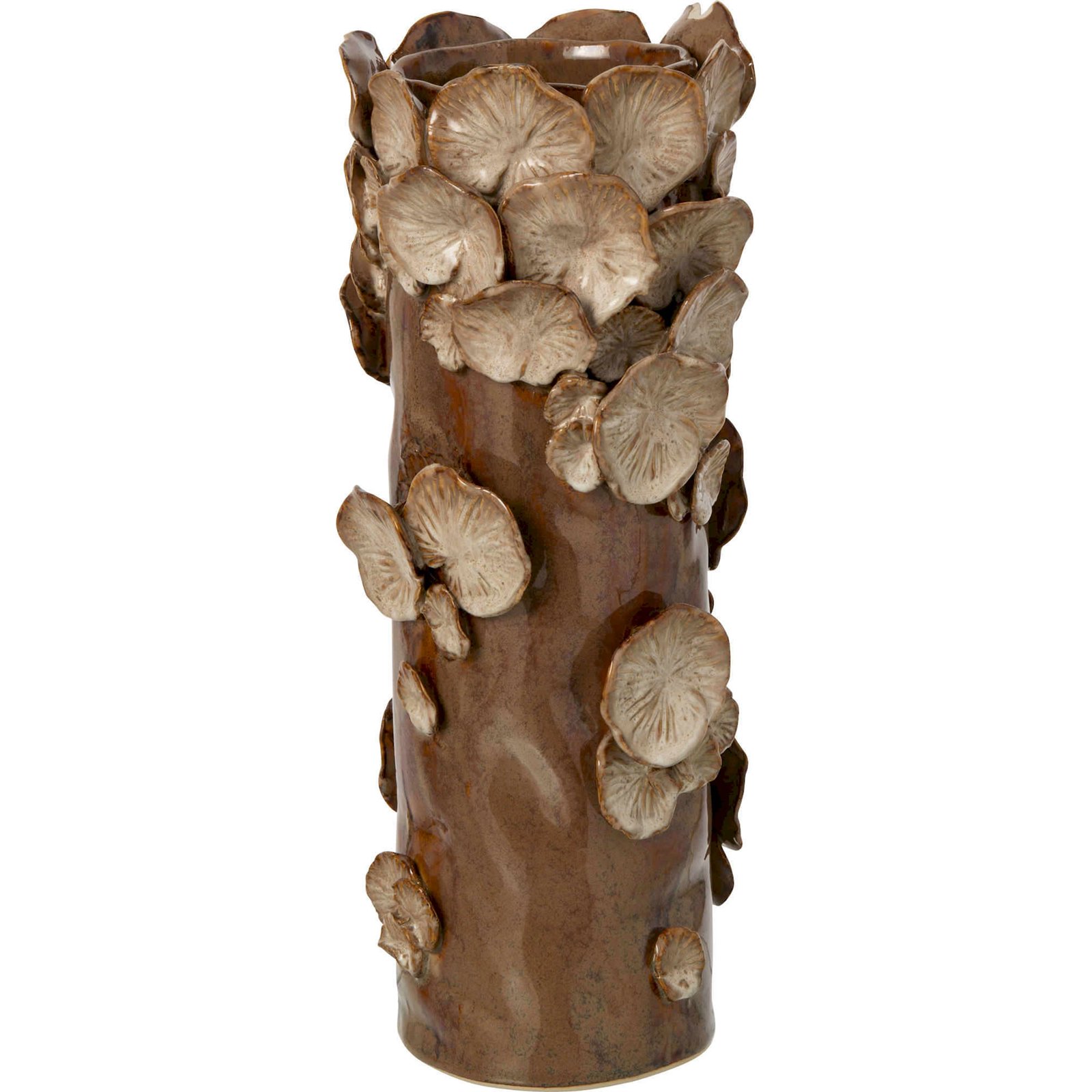 Vase cylindre en grès décor champignons, RECOLLECTION