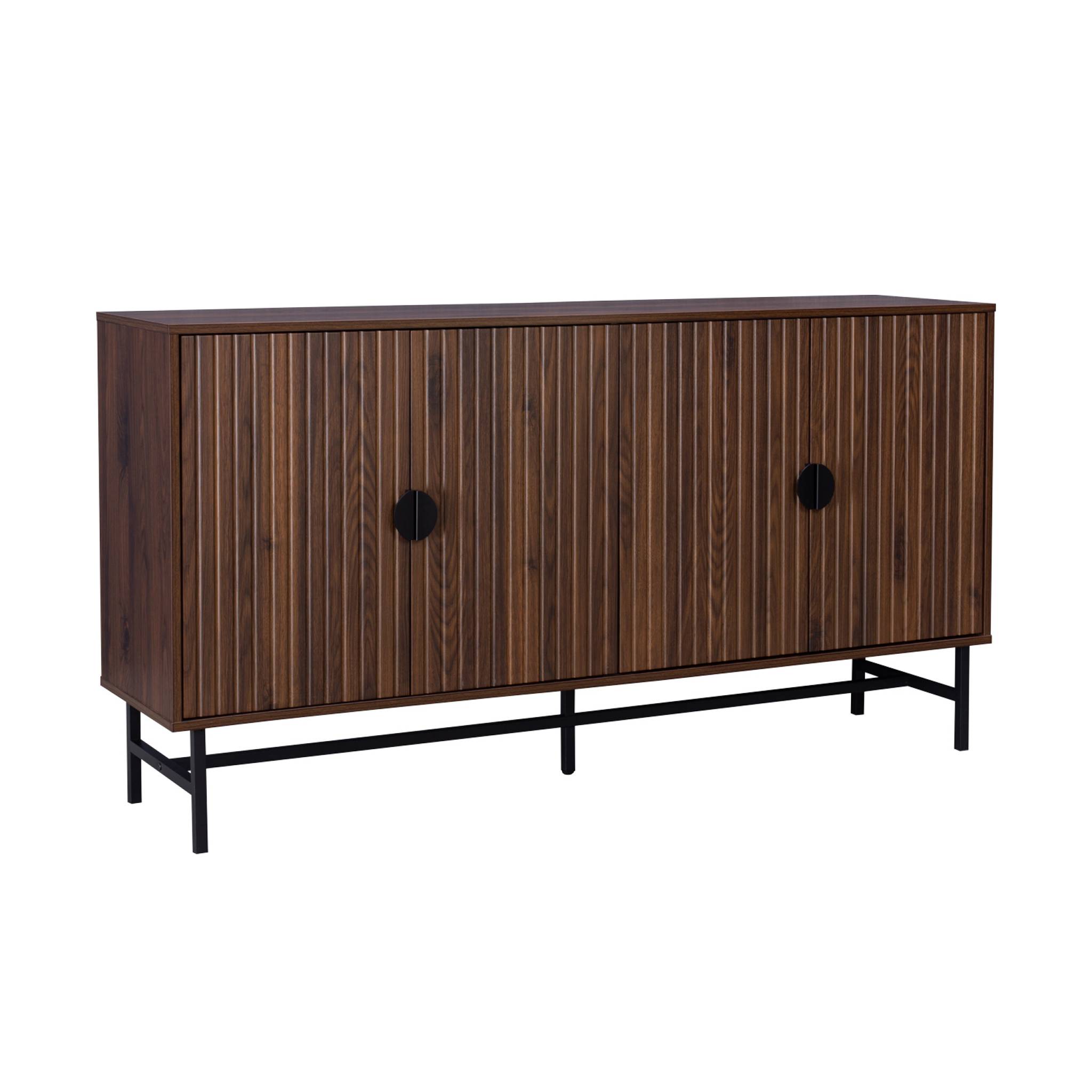 Buffet décor bois rainuré 4 portes 157,5cm BAZALT, SWEEEK
