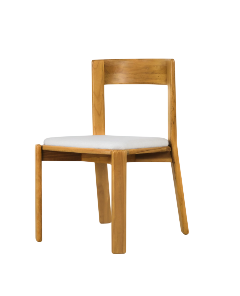 Chaise tapissée en teck massif, HANNUN