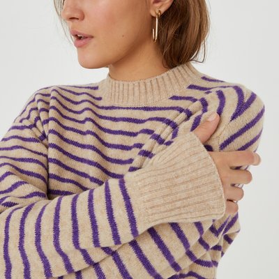 Пуловер в полоску с круглым вырезом LA REDOUTE COLLECTIONS