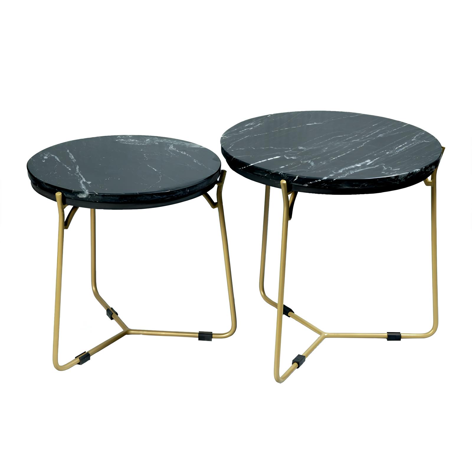Petite table gigogne en marbre noir (lot de 2) DUOMO, PIER IMPORT