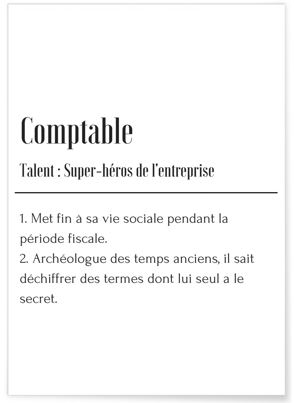 Affiche Définition Comptable, L'AFFICHERIE