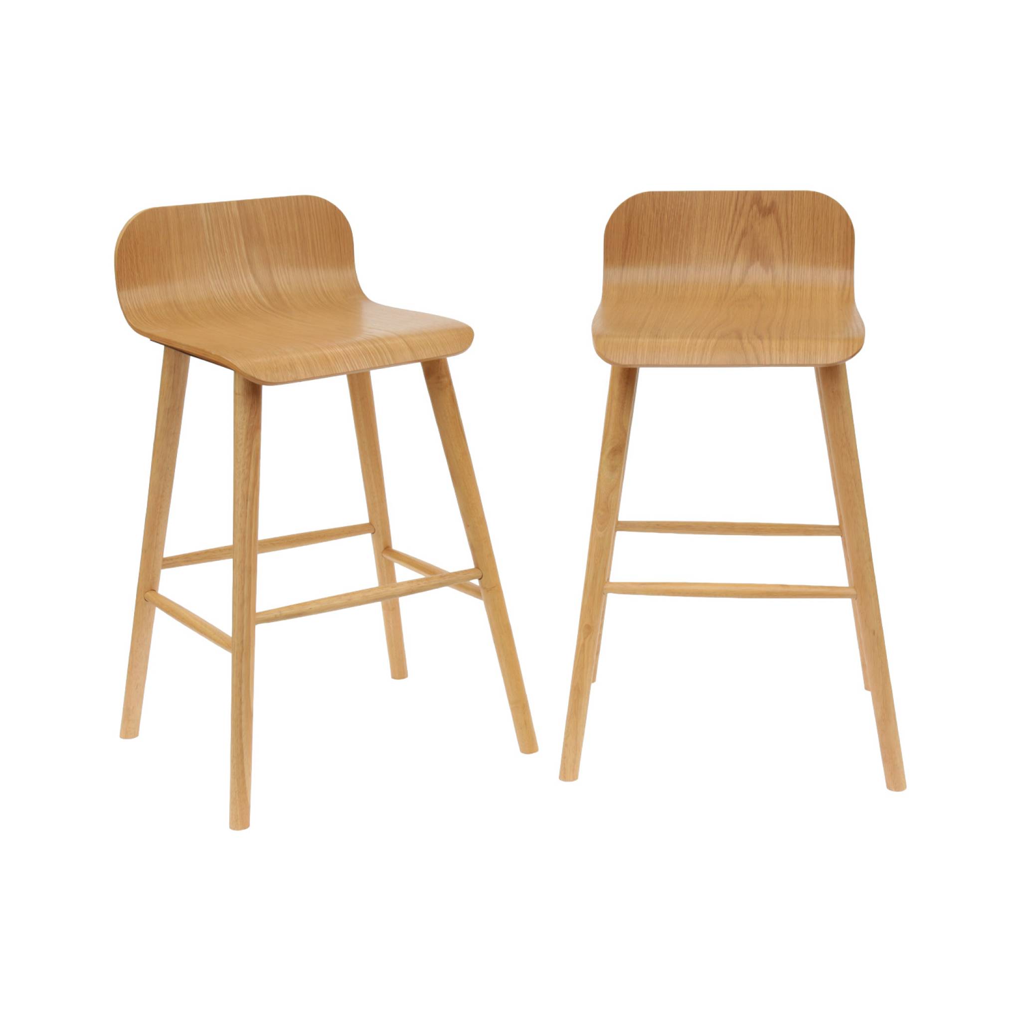 Tabouret de bar scandinave bois d'hévéa 67,5cm (lot de 2) CASSIA, SWEEEK