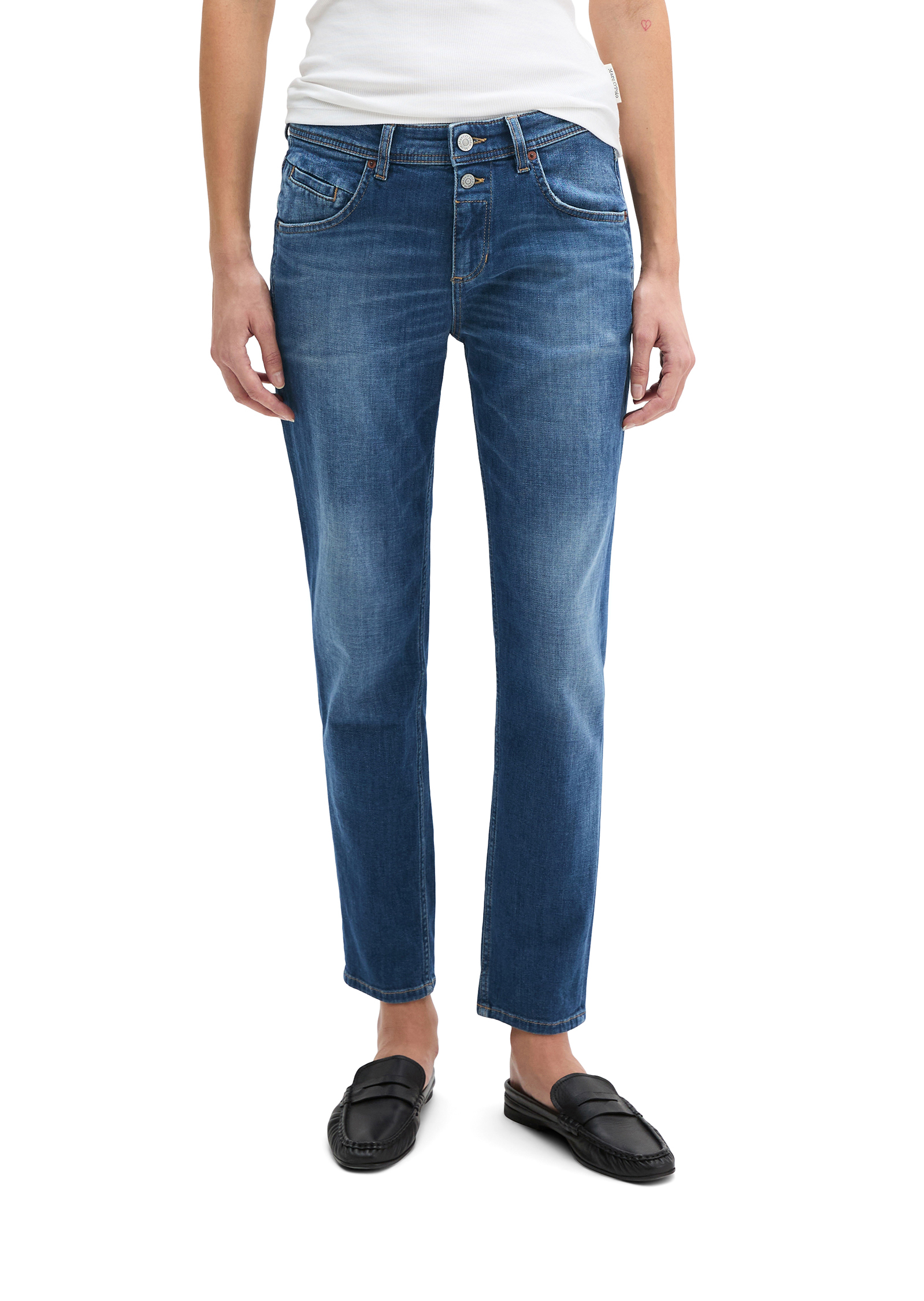Jeans modèle Theda boyfriend cropped avec deux boutons, MARC O'POLO