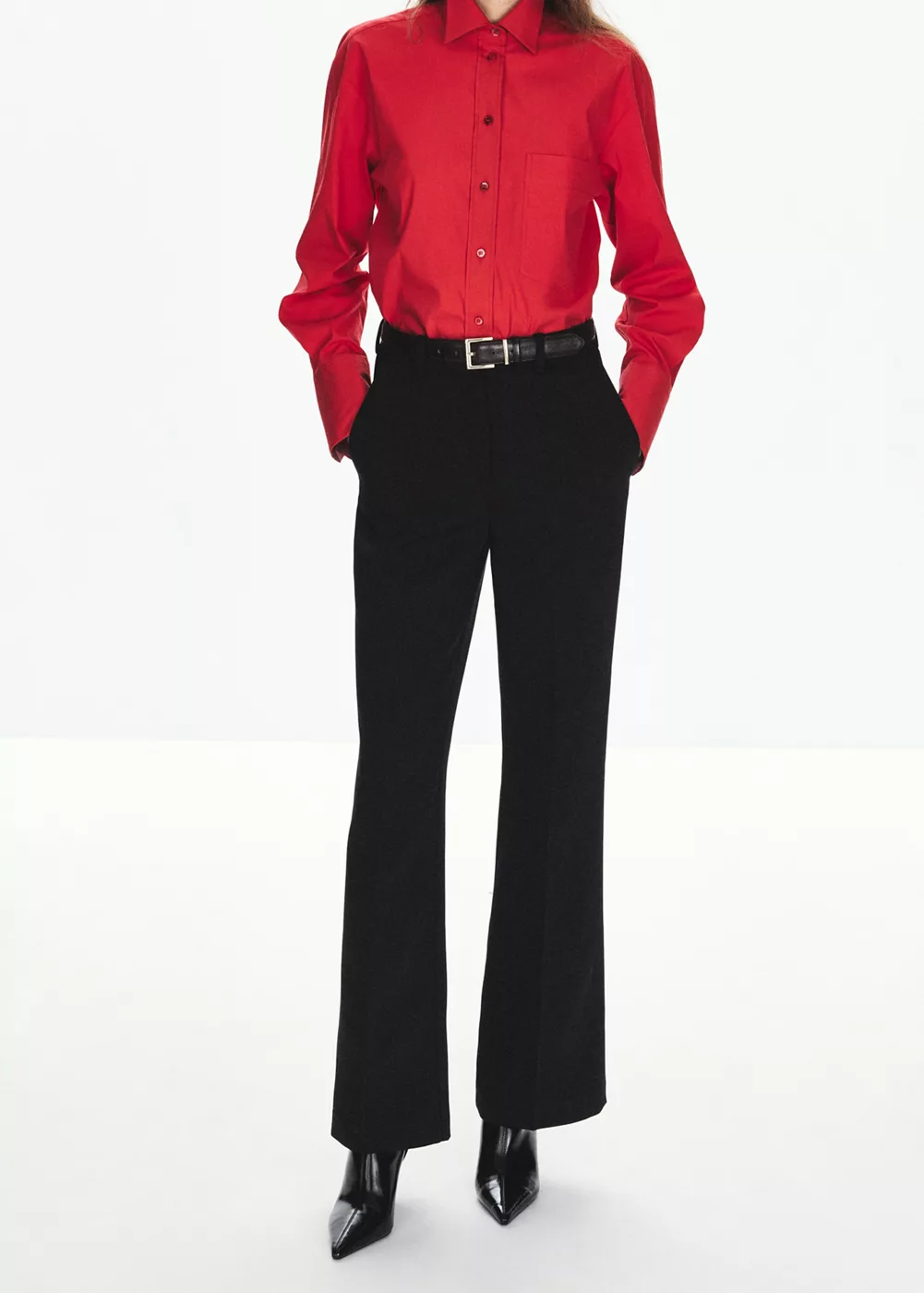 Pantalon droit taille basse, MANGO