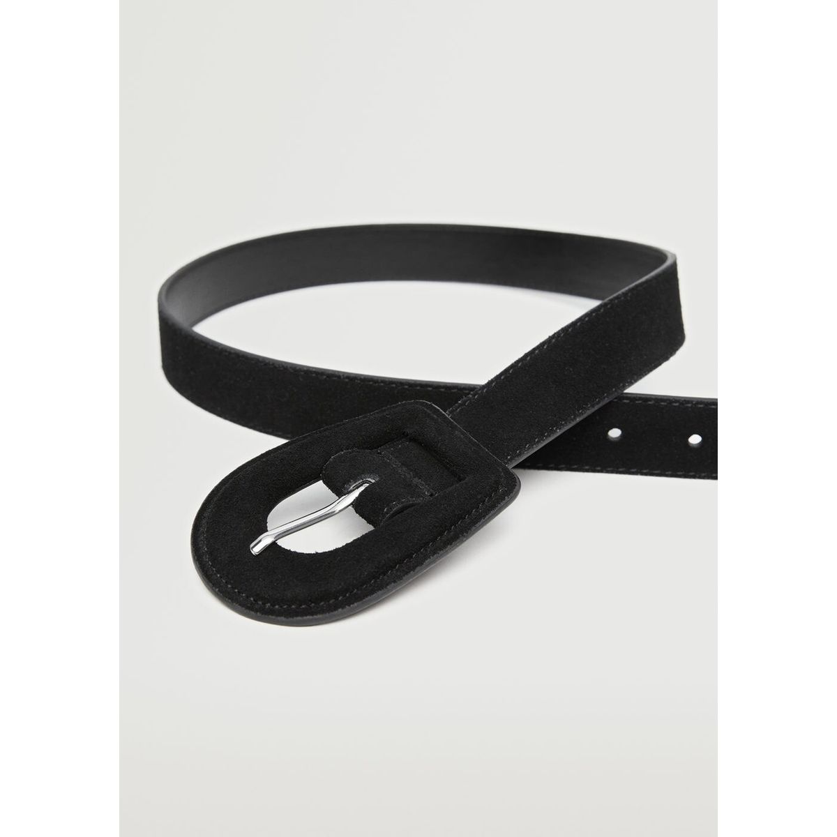 Ceinture cuir maxi-boucle noir Mango 