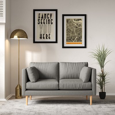 Gabriela Modern Soft Brushed 2 Seater Feather Sofa with Light Wood Legs SO'HOME