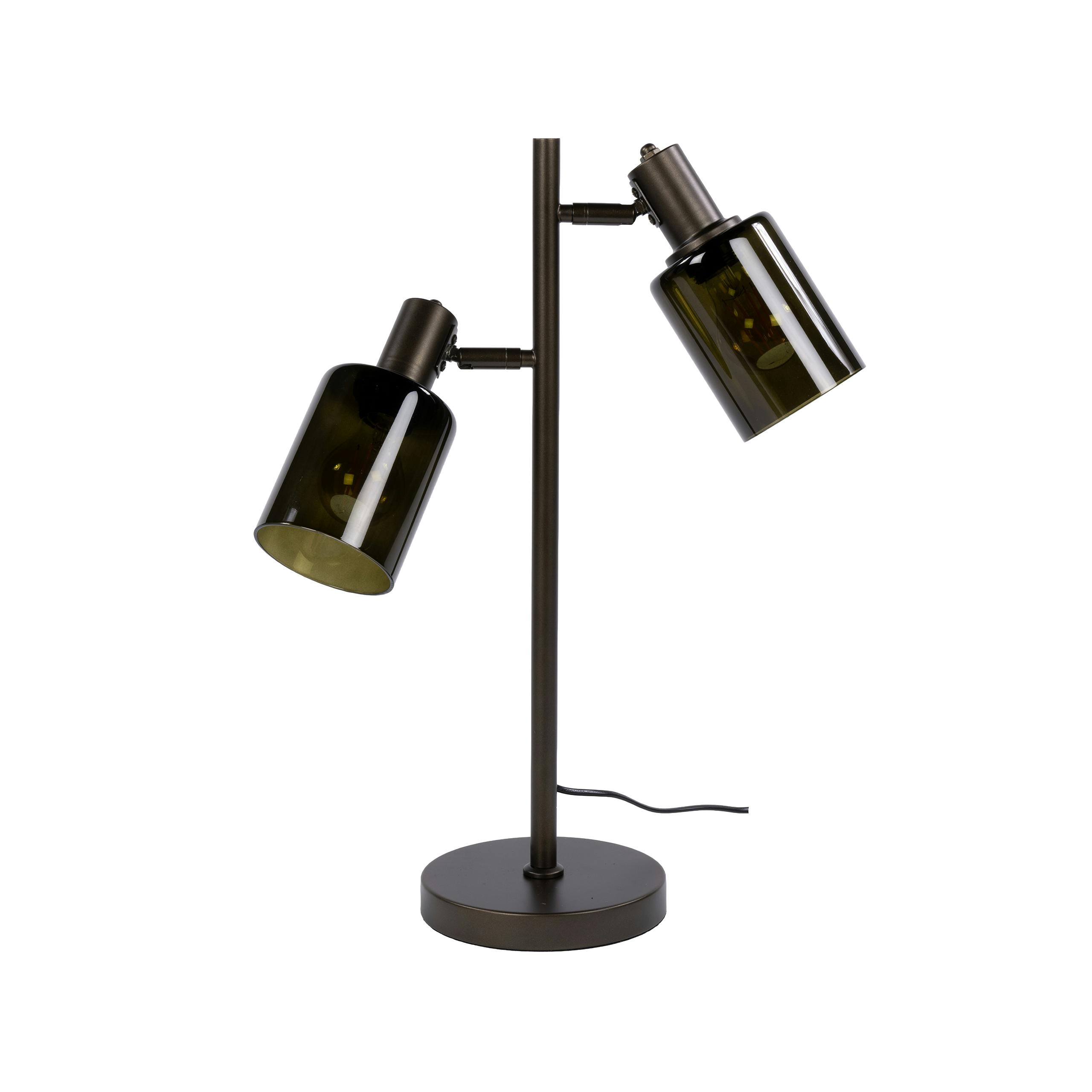 Lampe vintage orientable 2 abat-jour verre brun RALF, PIER IMPORT