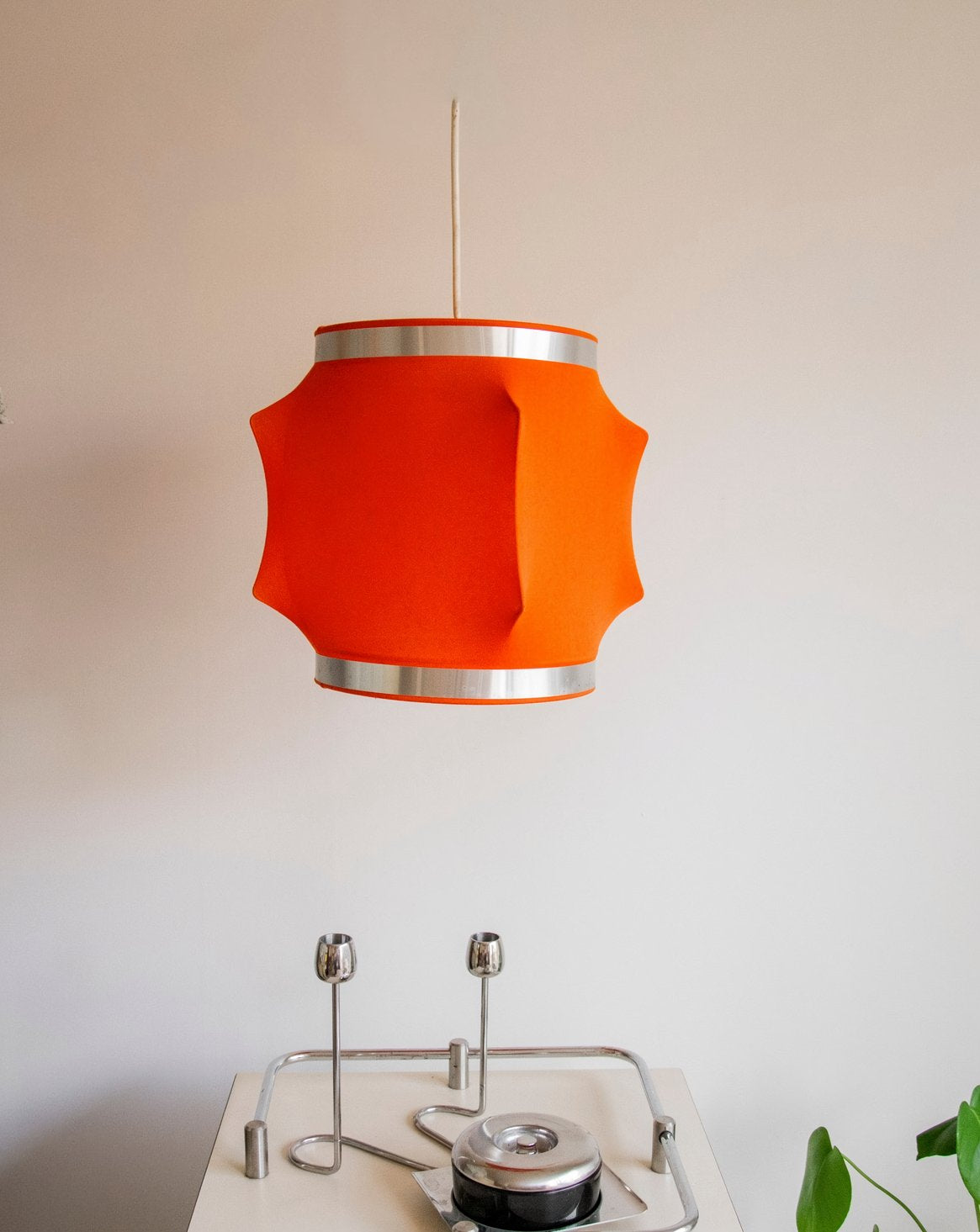 Suspension rétro en tissu orange Sonia N°314 - Bon état, DEBONGOUT