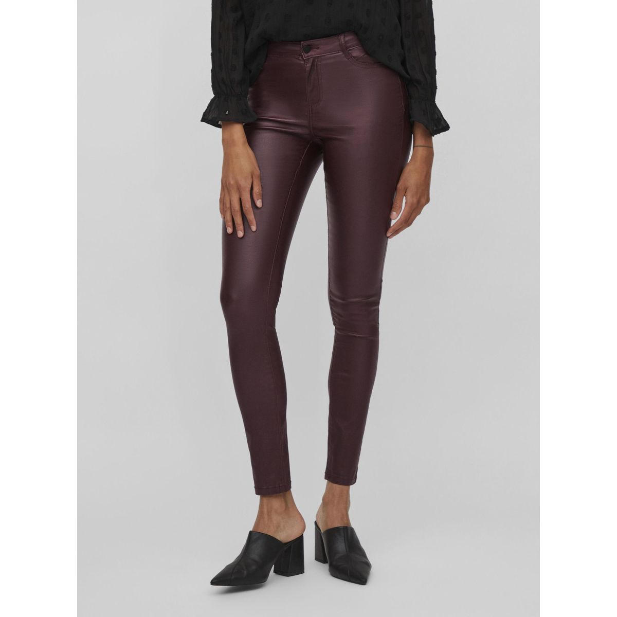 Jean enduit rouge clearance femme