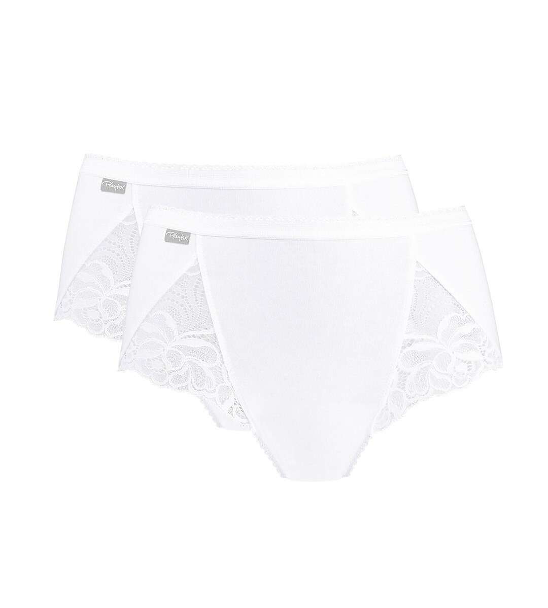 Lot de 2 slips midi en coton et dentelle, PLAYTEX