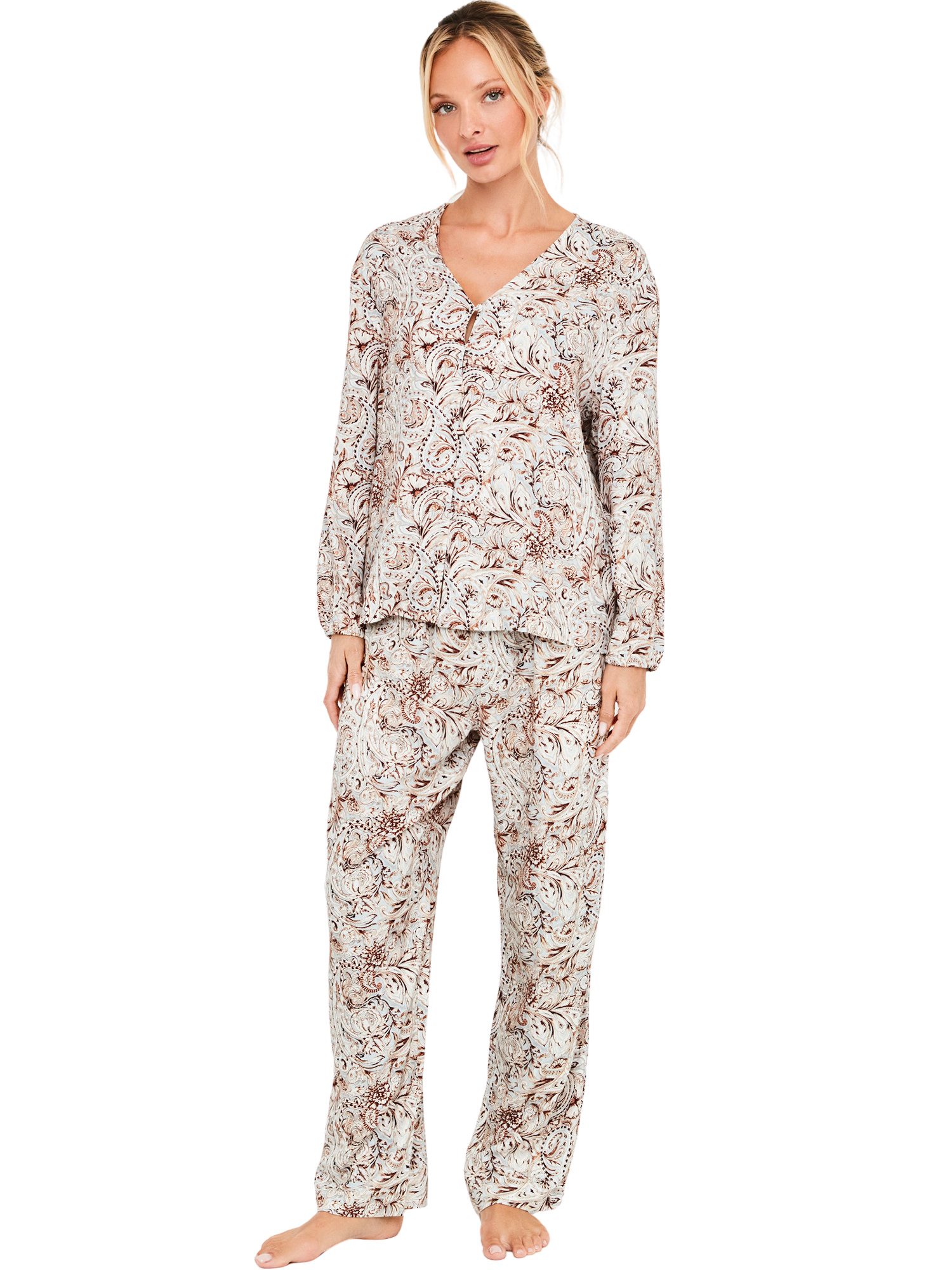 Pyjama pantalon chemise manches longues Natural Paisley, SELMARK