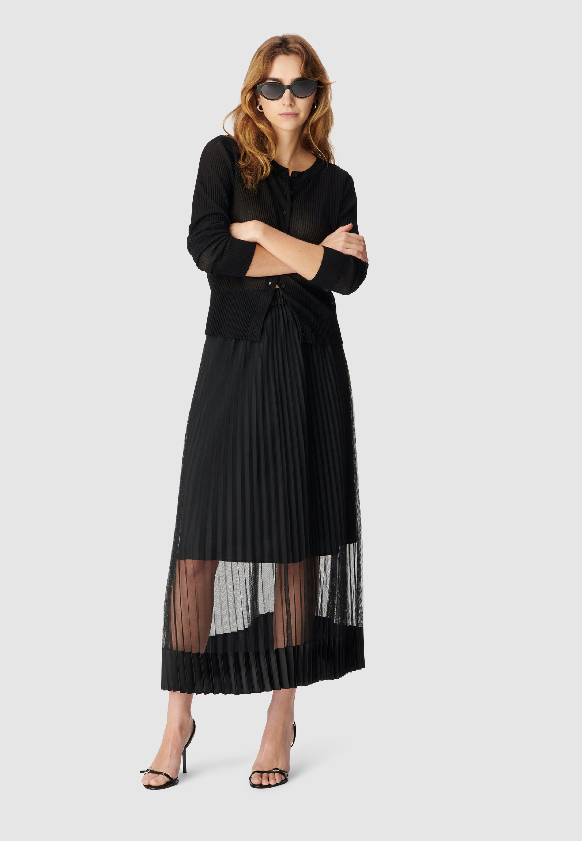 Jupe midi plissée en tulle, IKKS