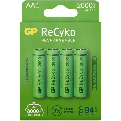 Pile rechargeable ReCykO+ 4xAA LR6 2600 mAh GPE