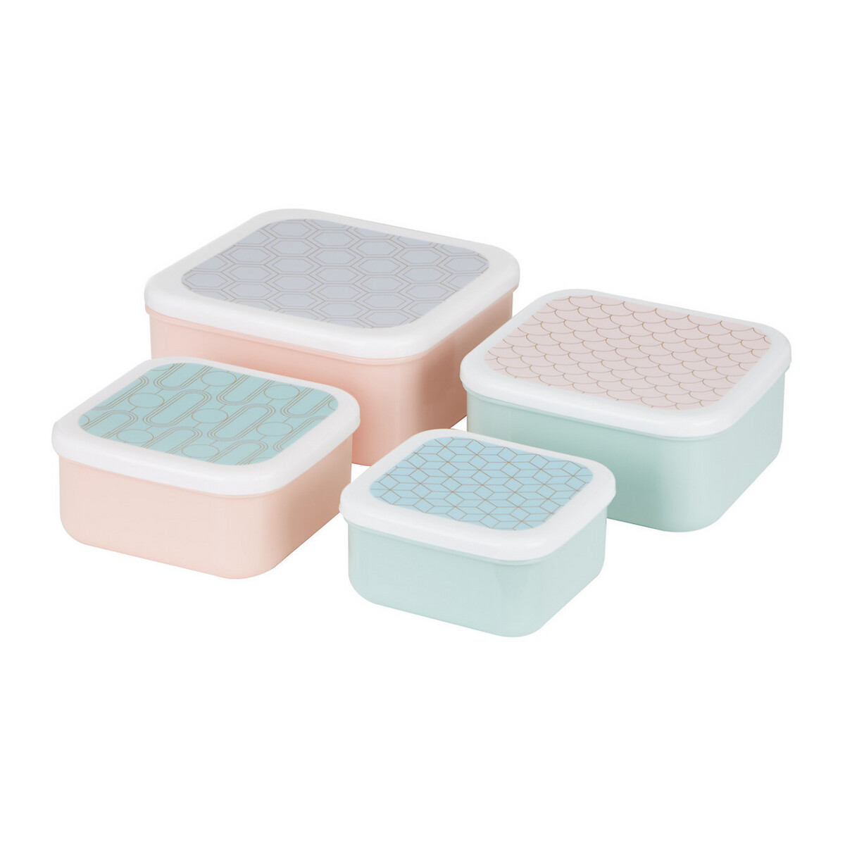 Set of 4 Frosted Deco Lunch Boxes, SO'HOME