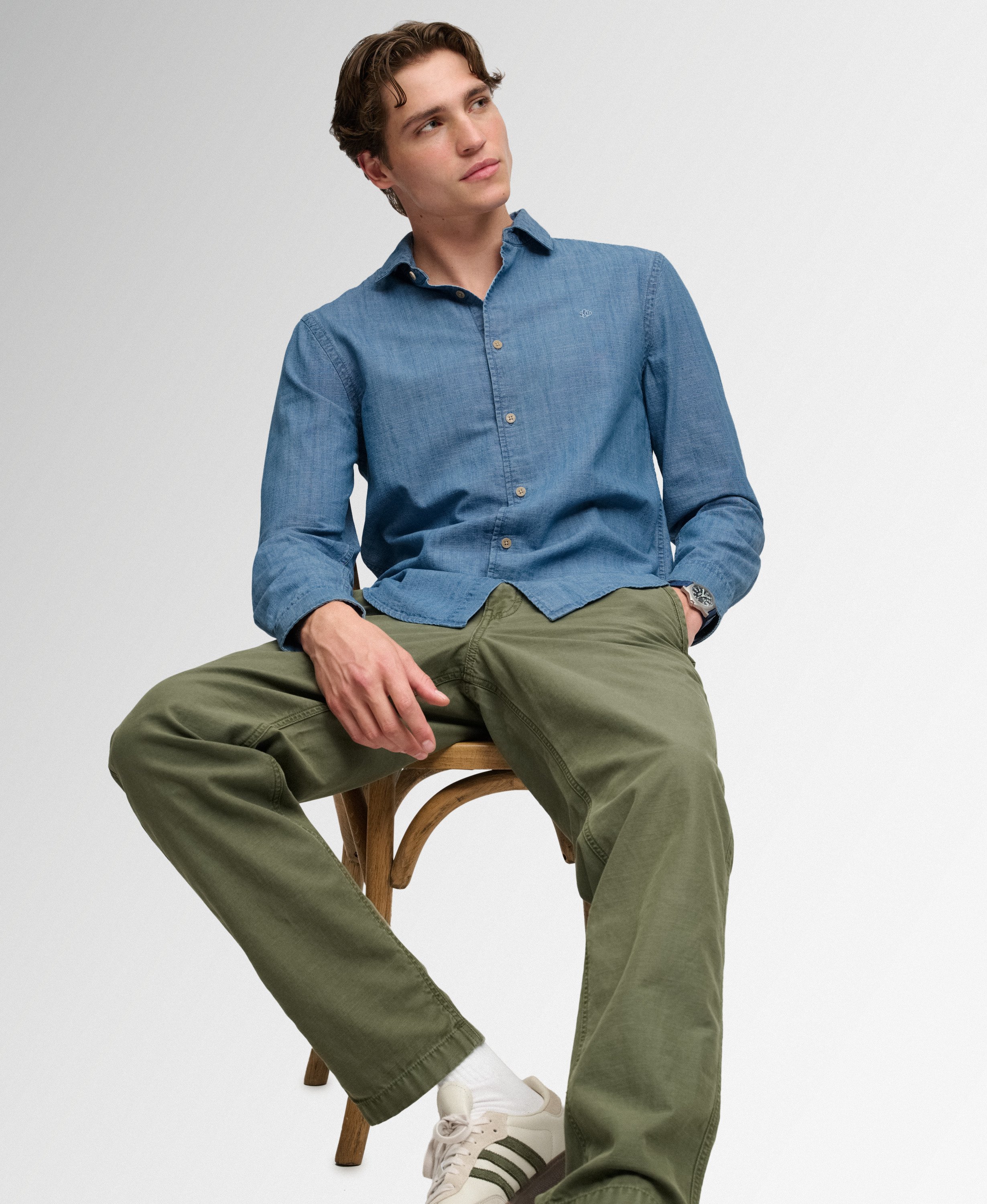 Chemise Chambray Essentials Coupe Décontractée, SUPERDRY
