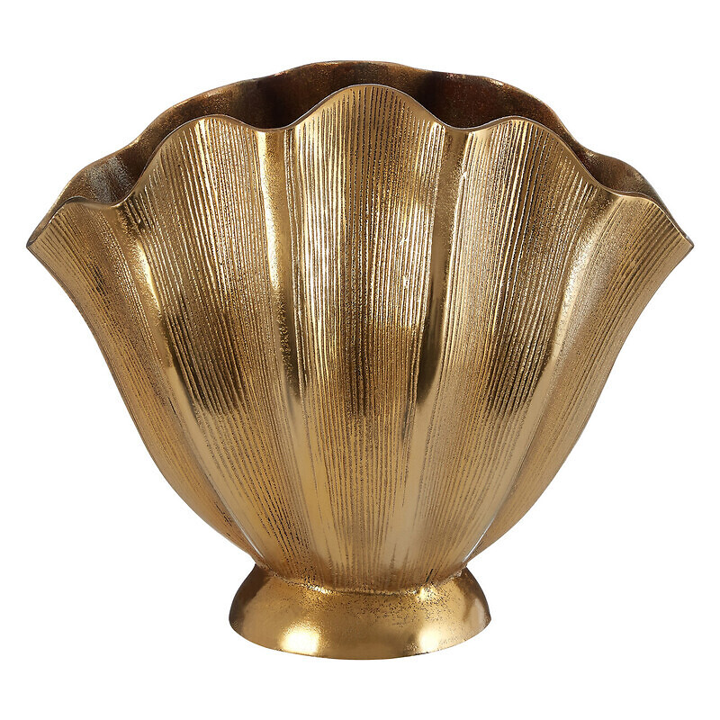 Estrella Small Fluted Vase in Gold Finish, FIFTY FIVE SOUTH