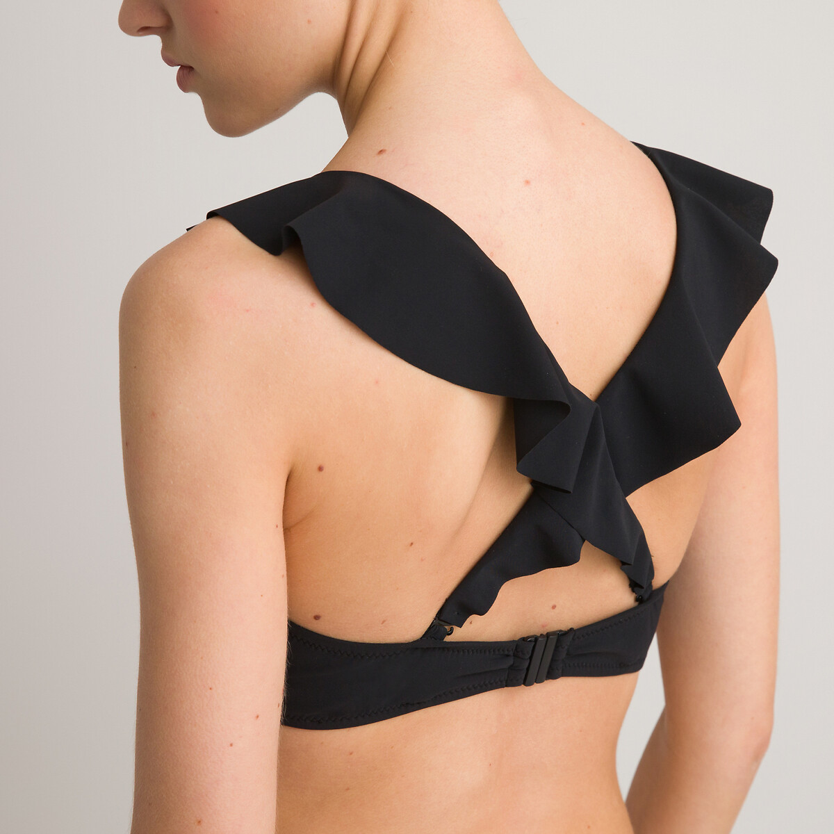 Strapless ruffle on sale bikini top