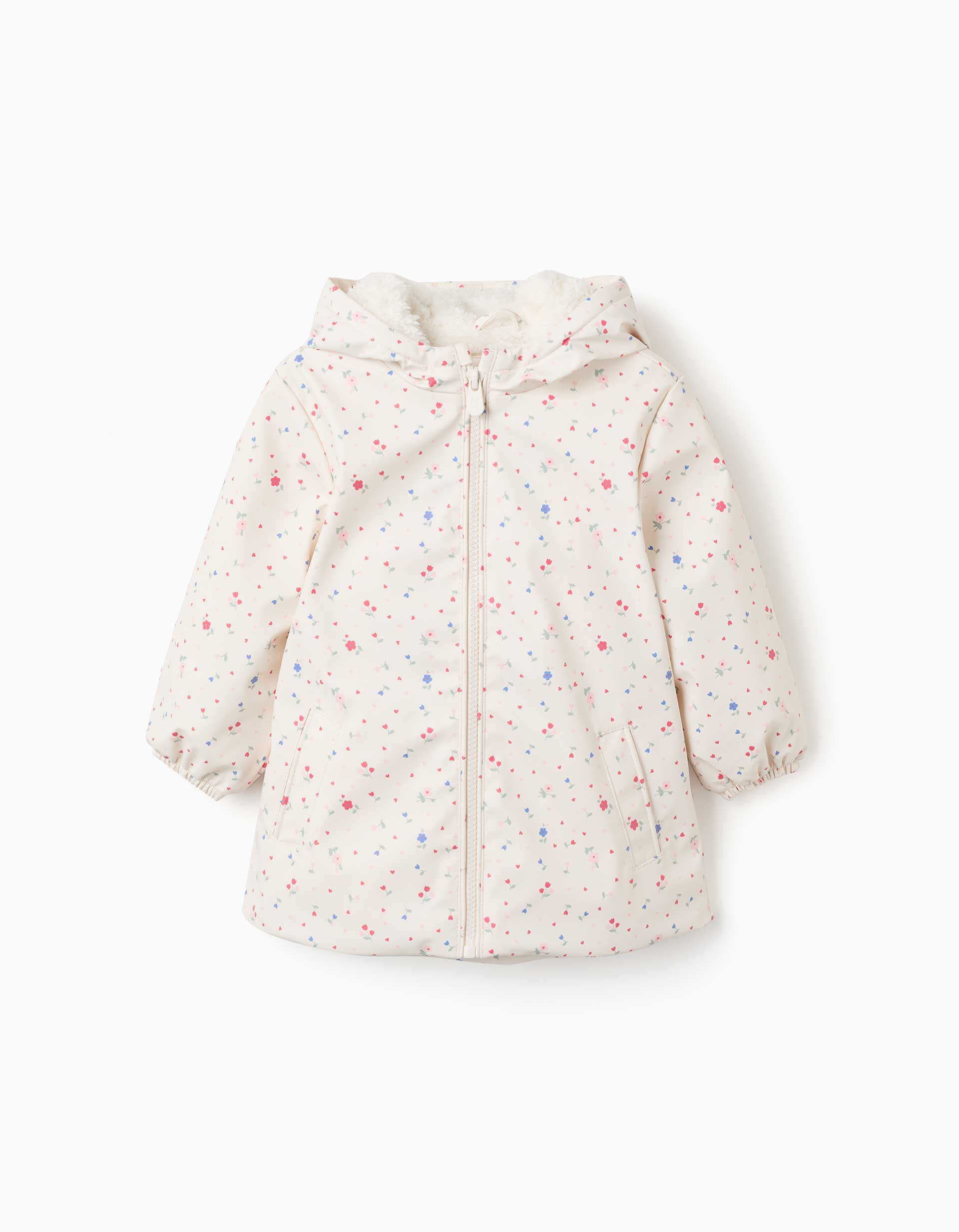Parka à capuche avec doublure en sherpa et fleurs, ZIPPY