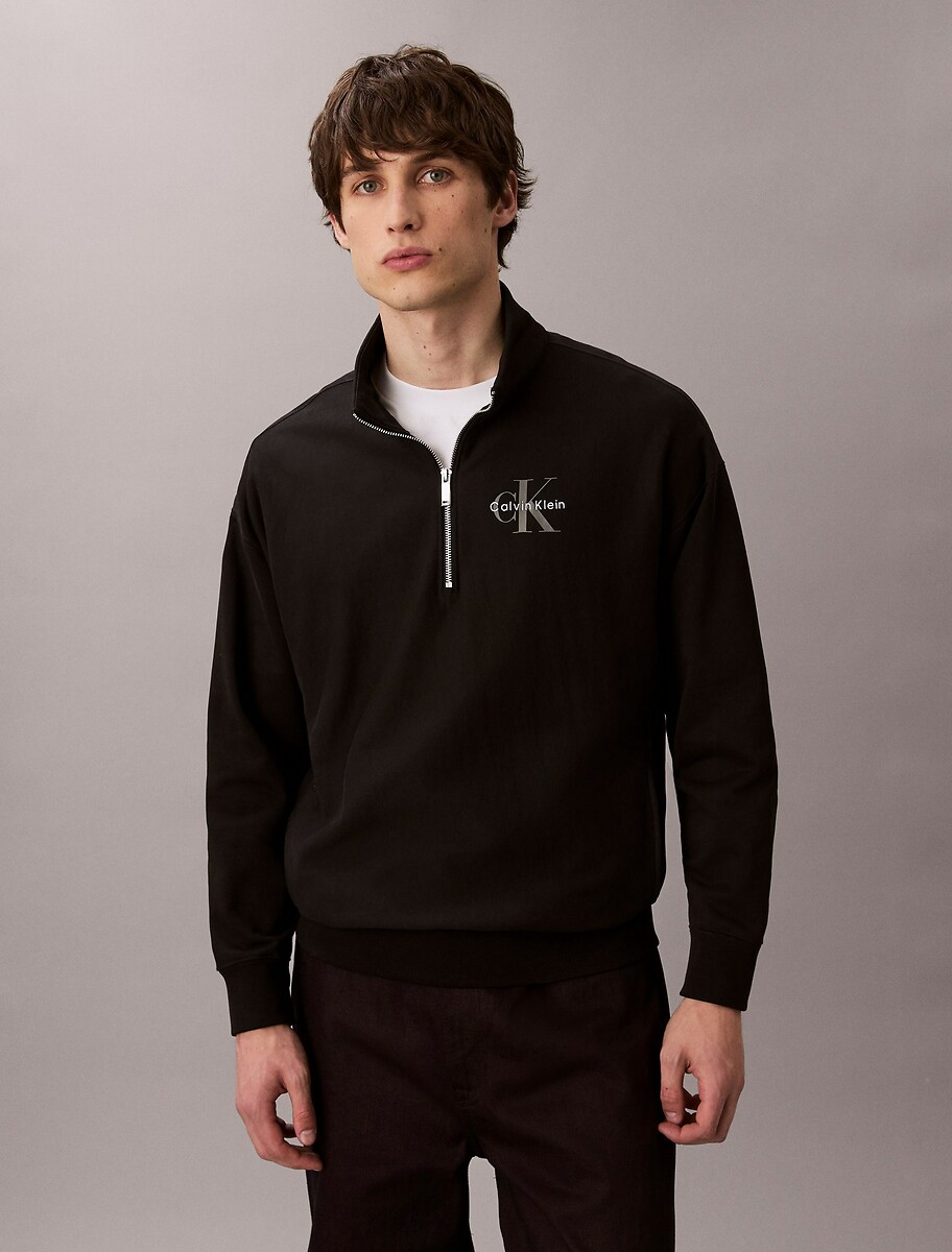 Sweat col montant demi zippé, CALVIN KLEIN