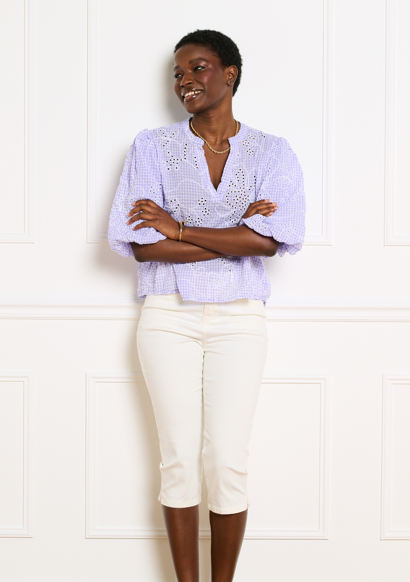 Blouse brodée manches amples, LOLALIZA