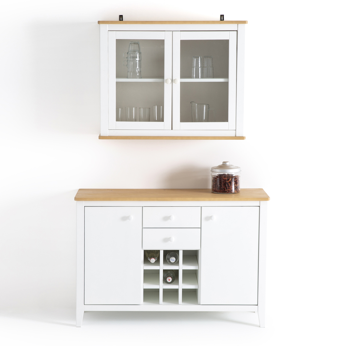 Product photograph of Alvina Solid Pine Display Cabinet from La Redoute UK