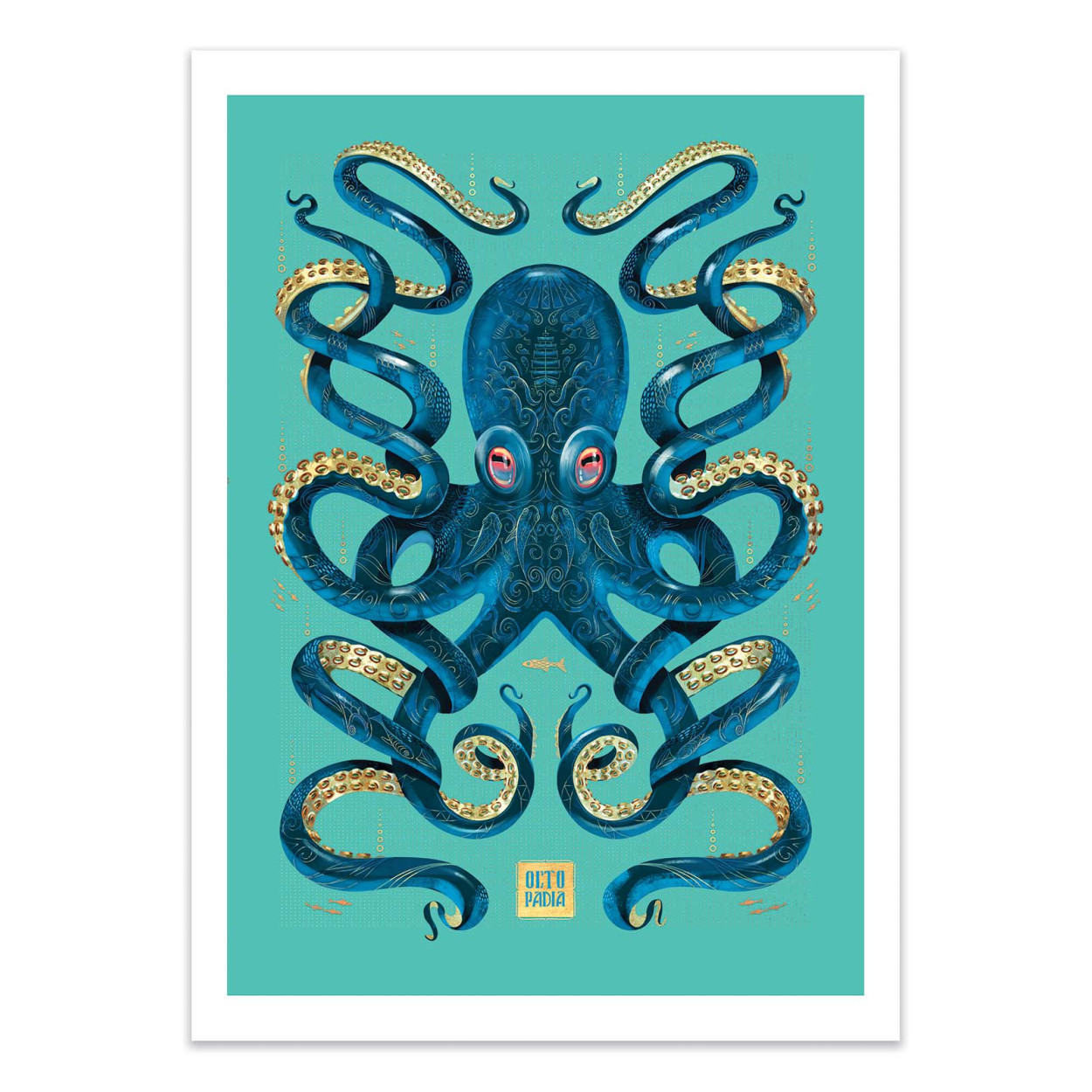 Affiche d'art - Octopus Blue and gold - Mark Harrison, WALL EDITIONS