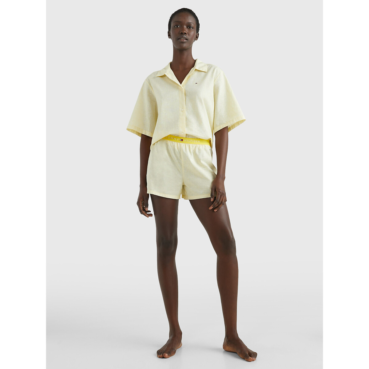 Linen/Cotton Short Pyjamas with Short Sleeves