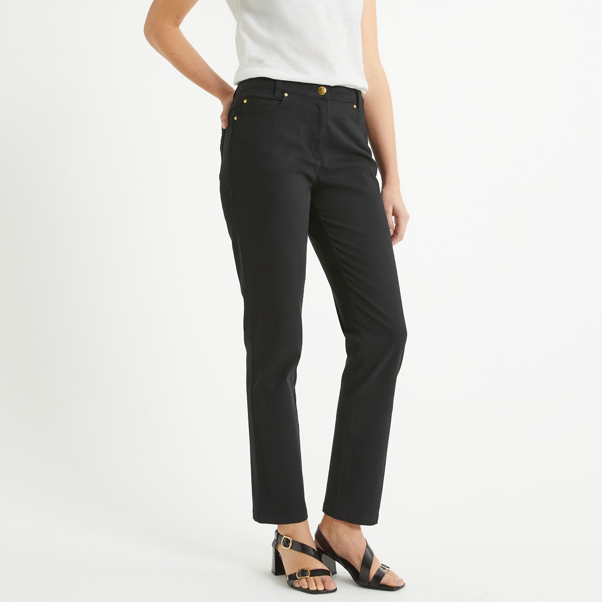 Pantalon noir coupe droite femme new arrivals