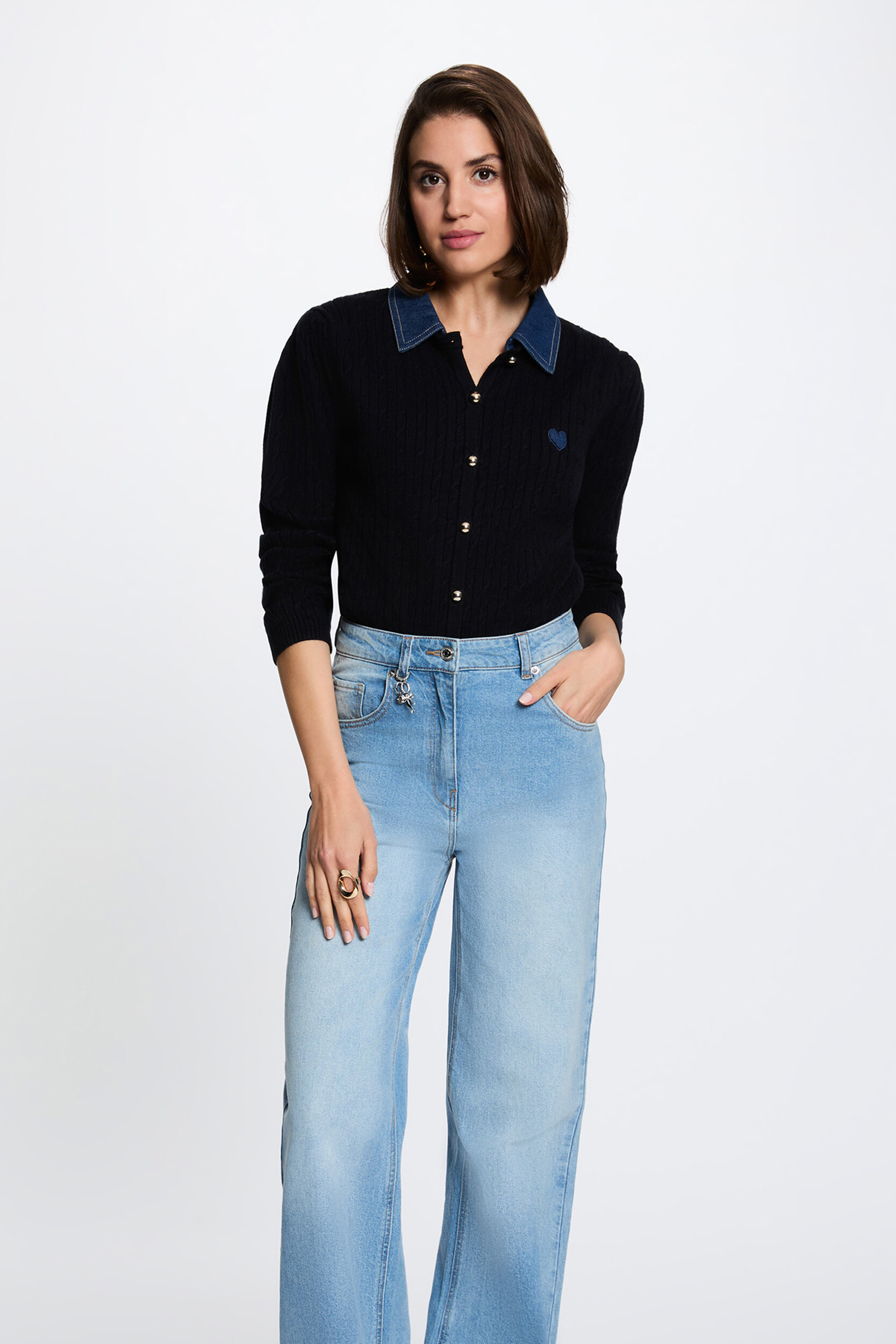 Pull col revers boutons, MORGAN
