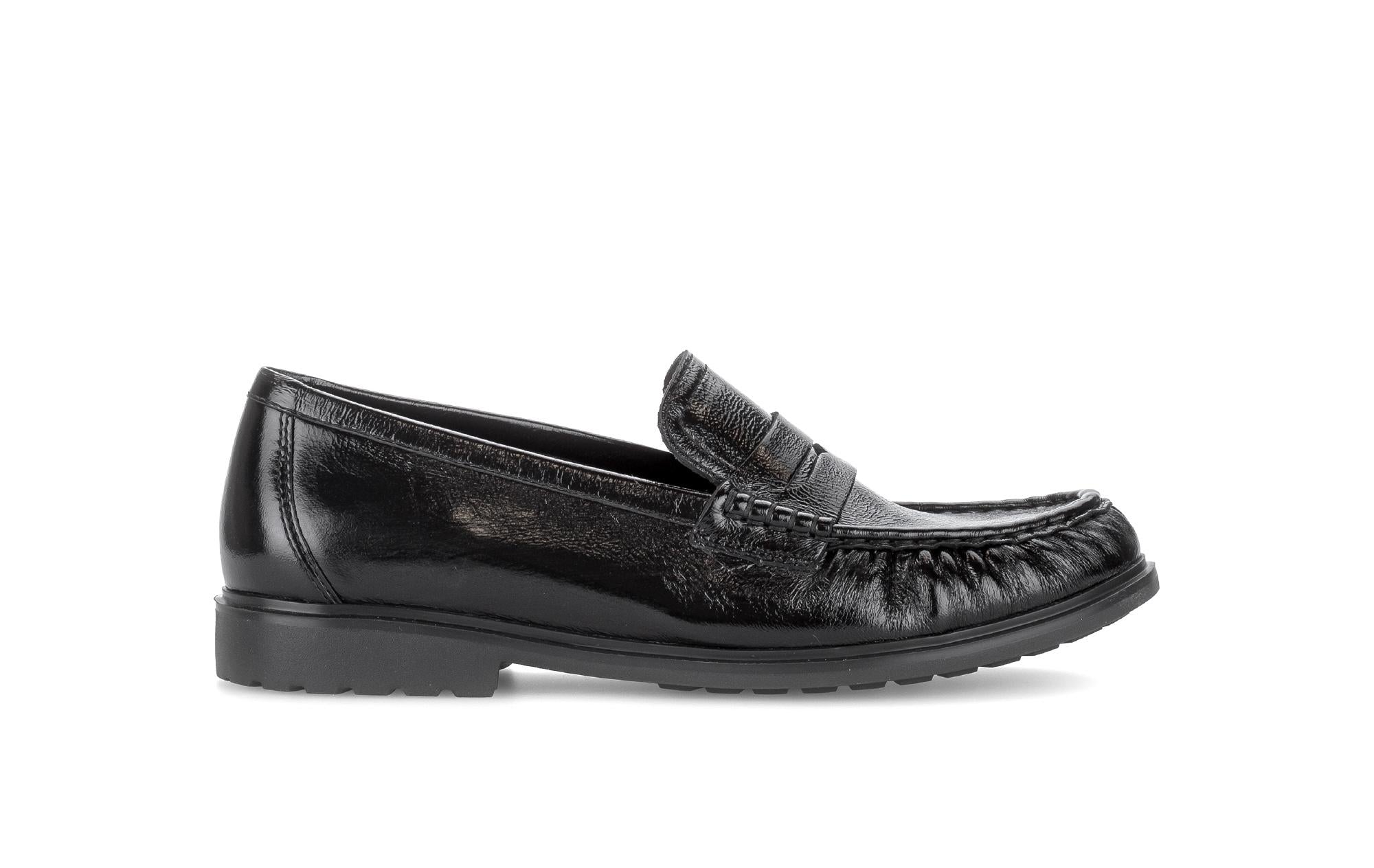 Mocassins en cuir vernis à talon décroché, GABOR