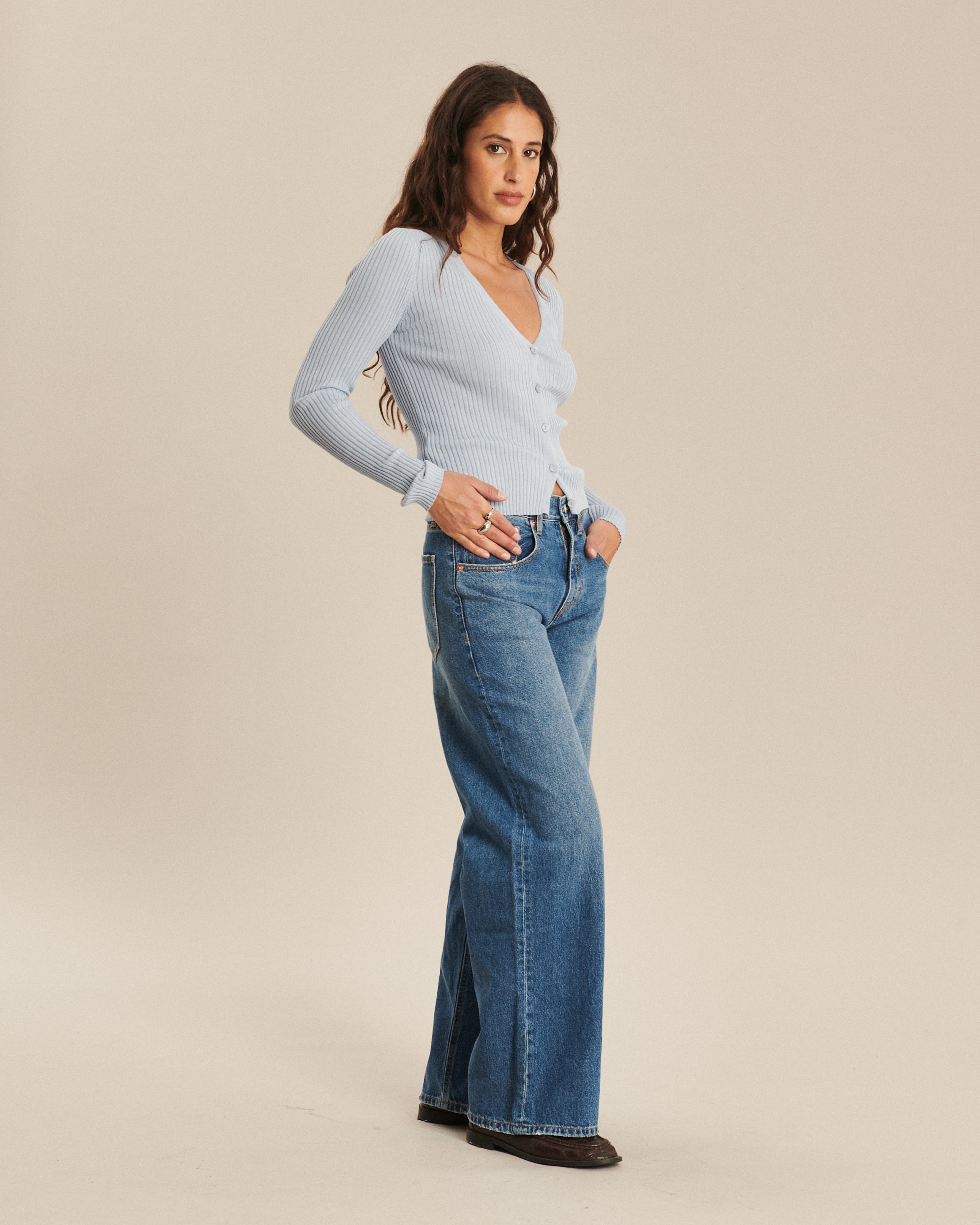 JEANS LARGE TAILLE MOYENNE DENIM AUTHENTIQUE, LABDIP