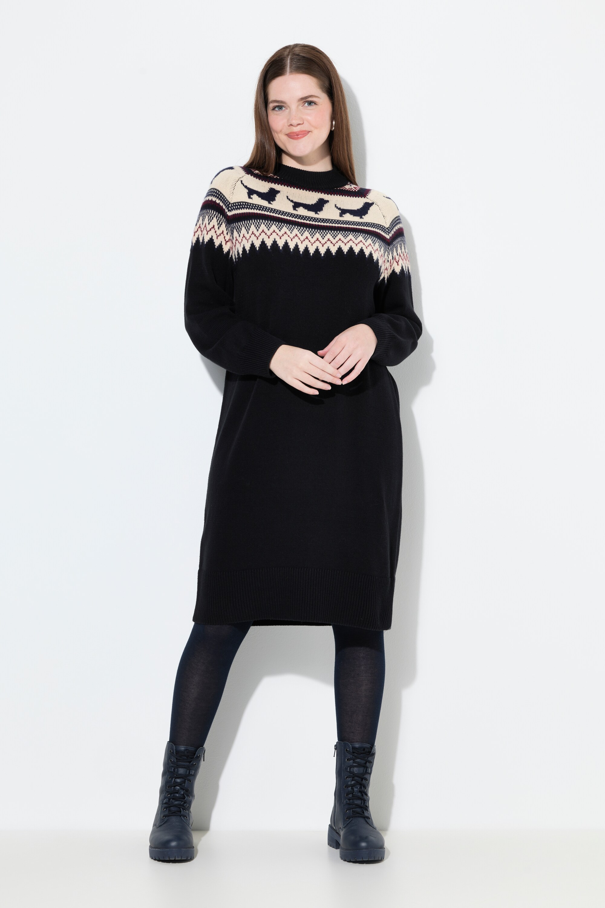 Robe en maille à motif norvégien chiens, ULLA POPKEN
