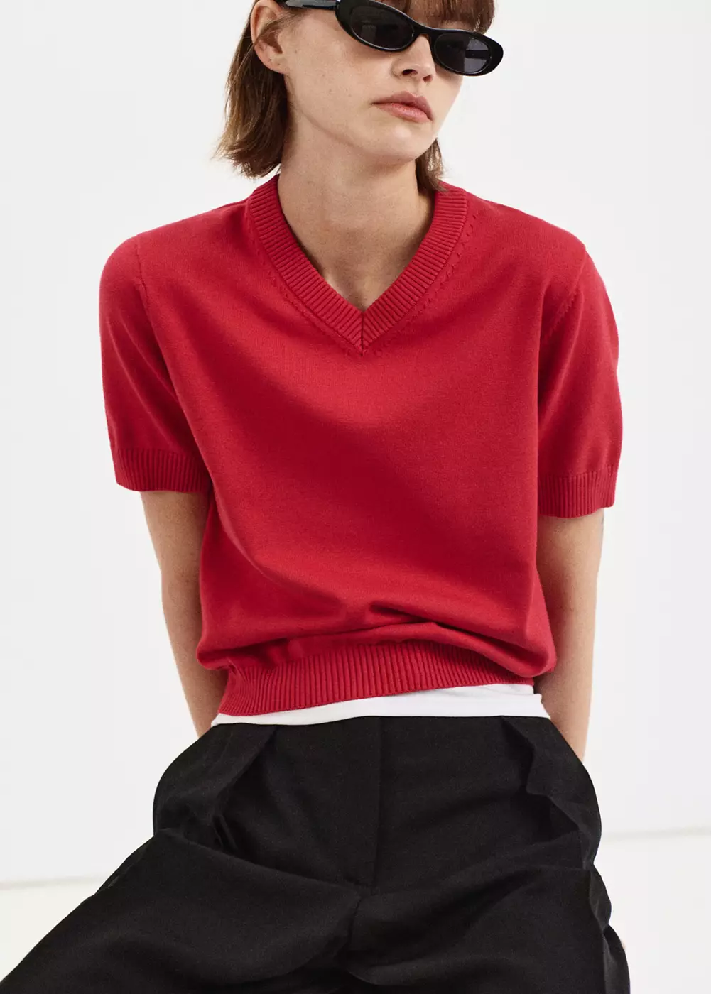 Pull-over maille col en V, MANGO