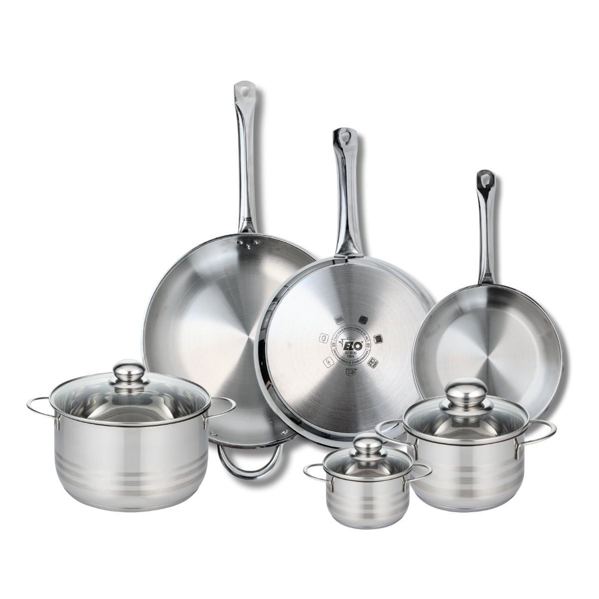 3 poêles 24/28/32cm + 3 faitouts 12/16/20cm PROFI BRILLANT, ELO