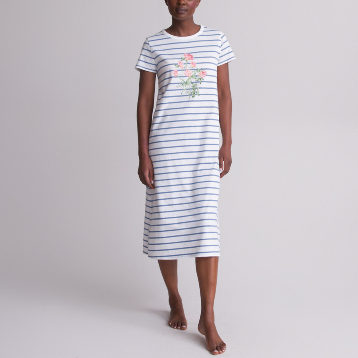 Striped cotton nightdress printed striped Anne Weyburn La Redoute