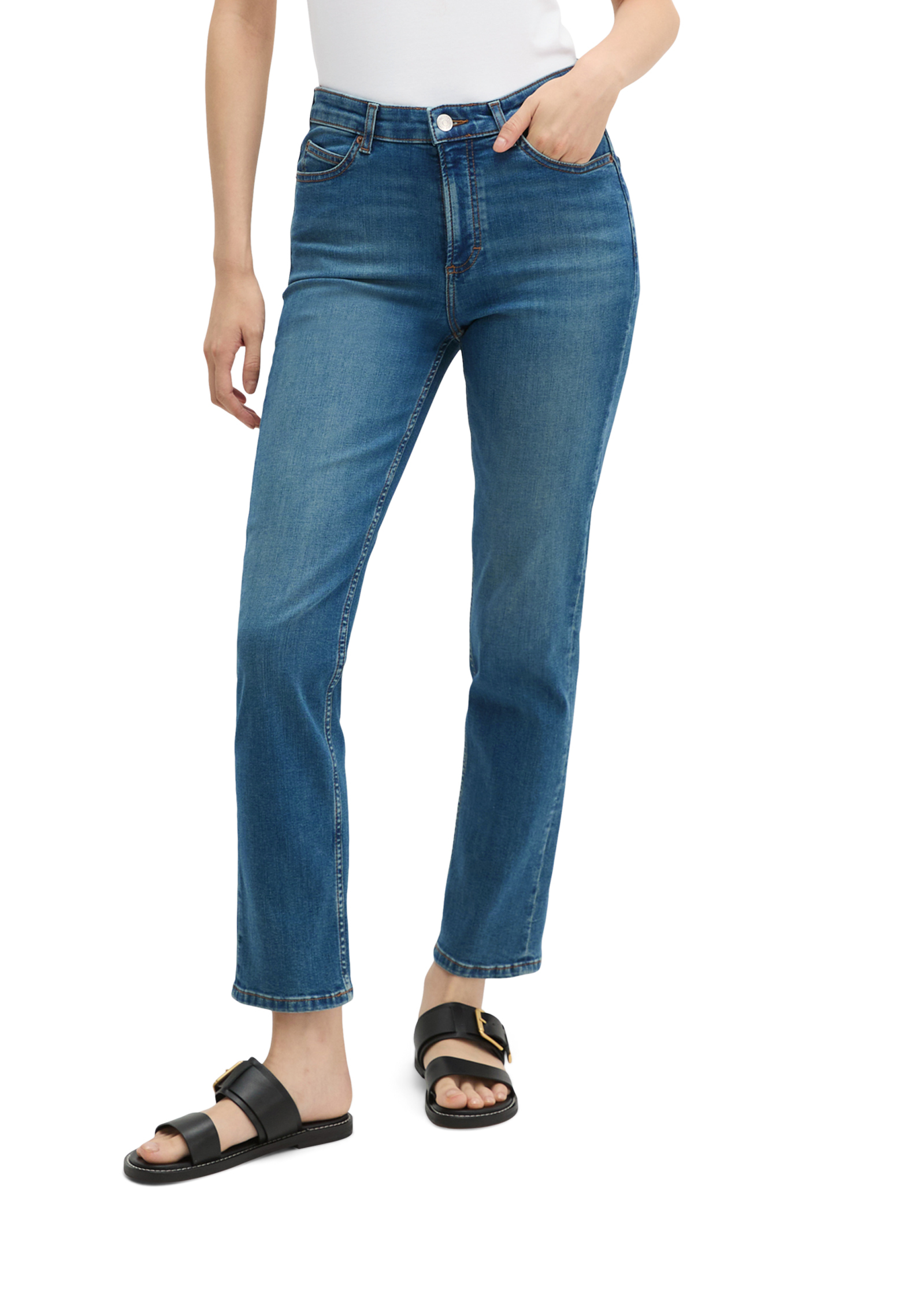 Jeans Modèle Linde straight cropped en denim stretch léger, MARC O'POLO