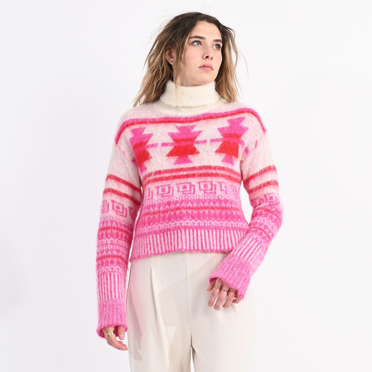 Pull motif sales ethnique femme