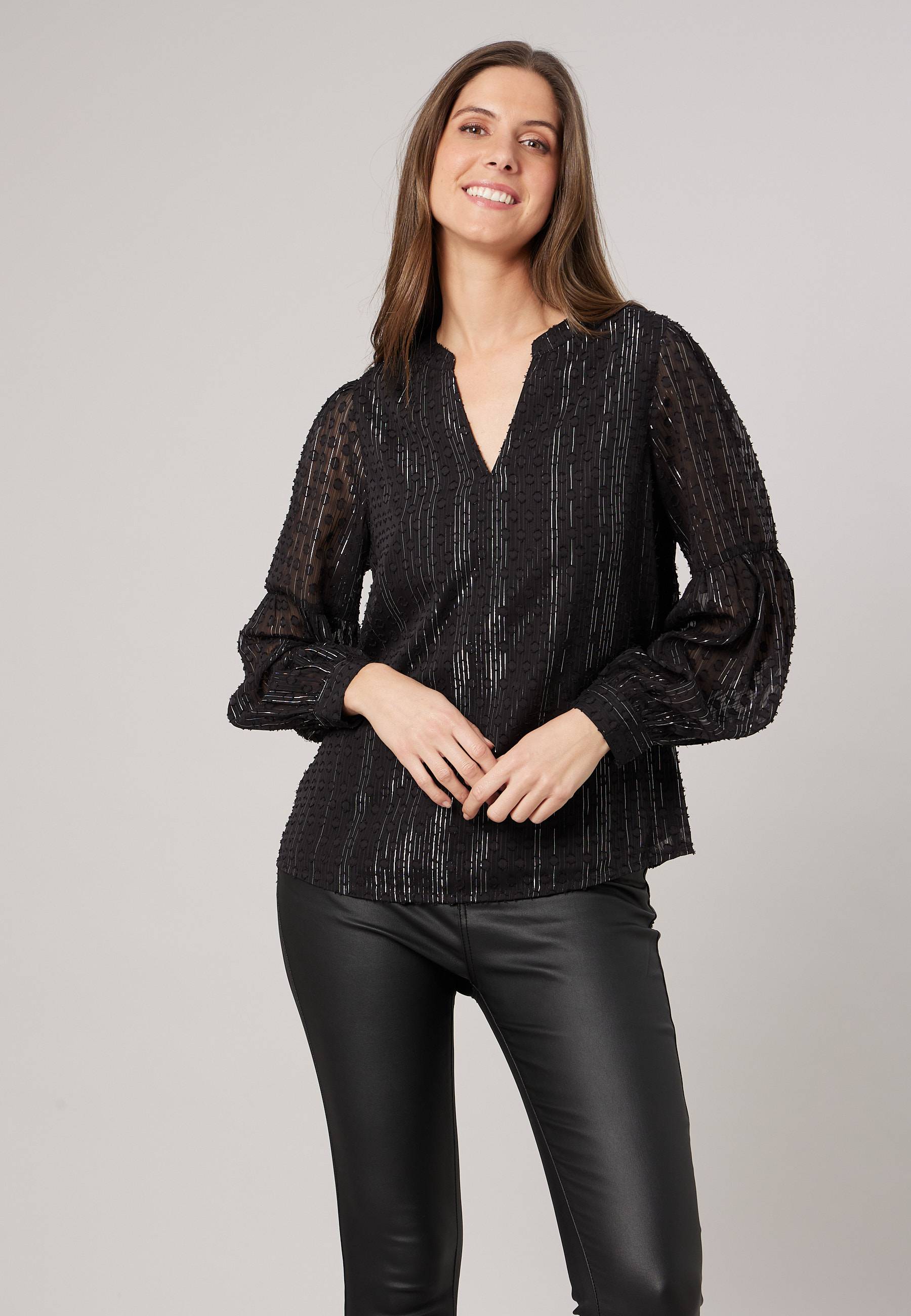 Blouse femme texturée à manches transparentes CONSTANZA, DEELUXE
