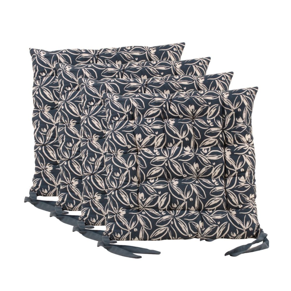 Lot de 4 galettes de chaise en coton à motifs, ORNAMI