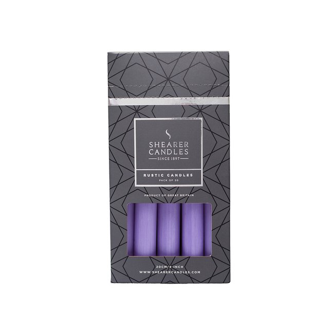 Pack of 20 Lilac Dinner Candles, lilac, SHEARER