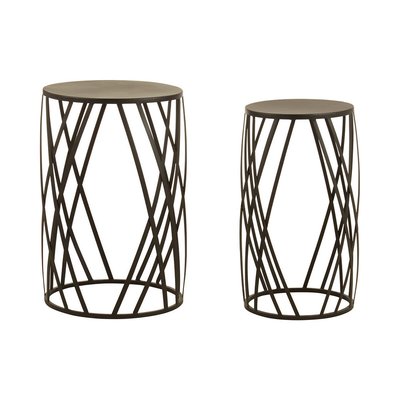 Set of 2 Round Nest Tables in Black Iron SO'HOME