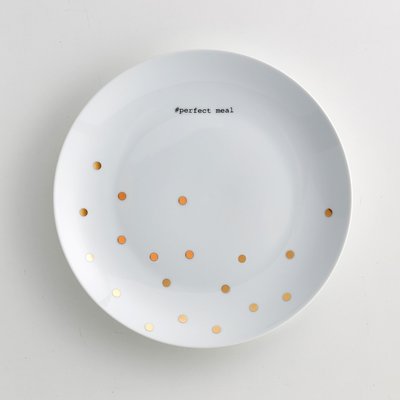 Set van 4 platte borden in porselein, Kubler LA REDOUTE INTERIEURS